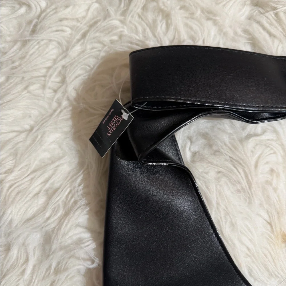 NWT Victoria’s Secret Black Faux Leather Purse Tote Bag Large